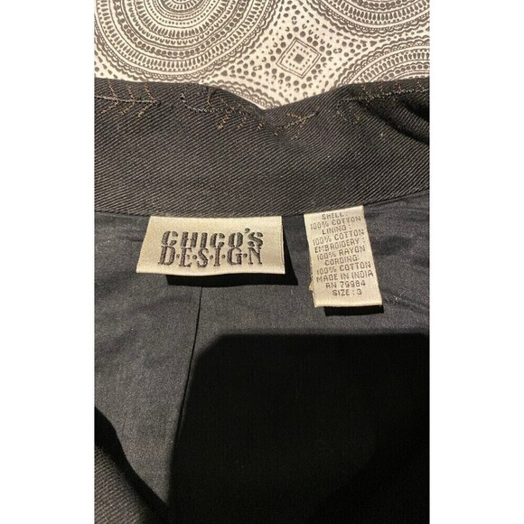 CHICOS Size 3 Camelot Black Roadster Jacket XL/16 Reg Size Beaded Embroidery - Picture 11 of 12